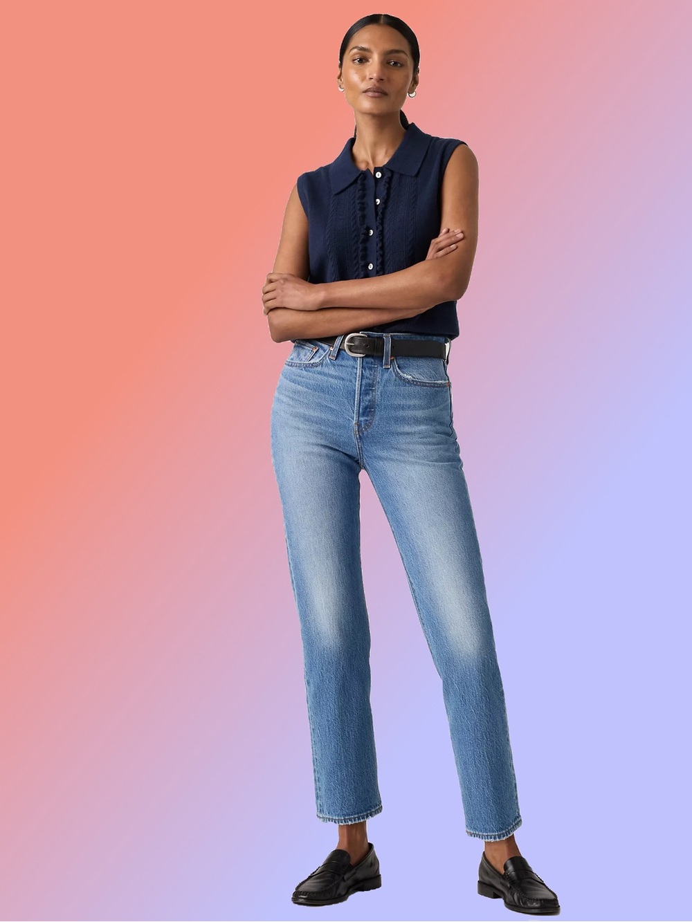 Levi's Wedgie Straight Leg Jeans in Medium Blue Wash